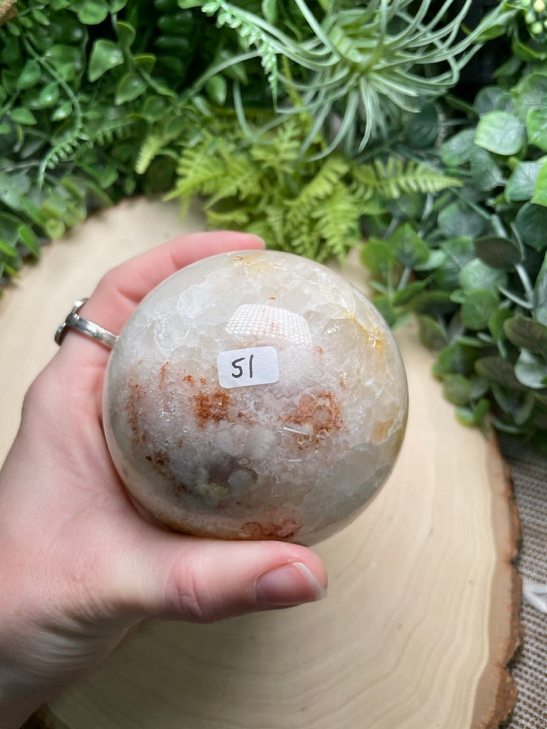 Quartz and Flower Agate Sphere