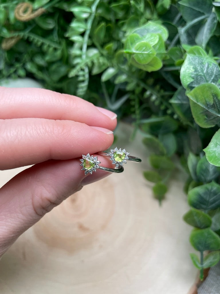 Peridot Heart Adjustable Ring