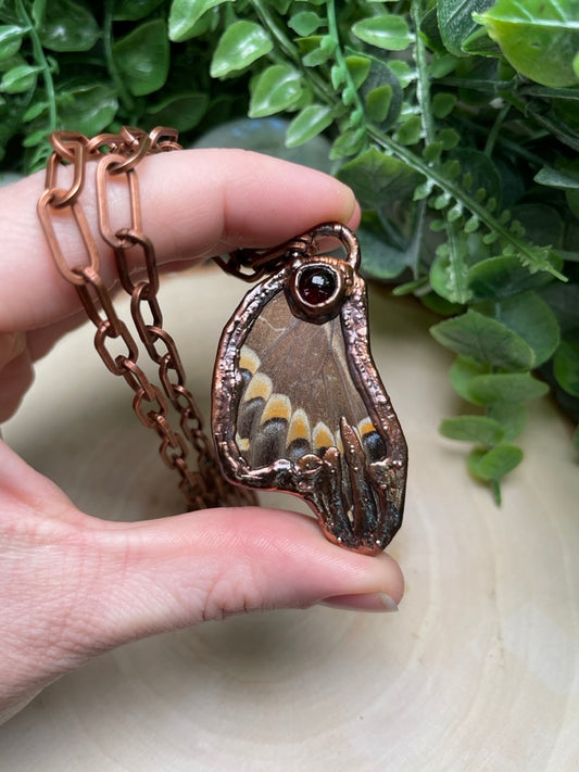 Butterfly Wing and Garnet Necklace