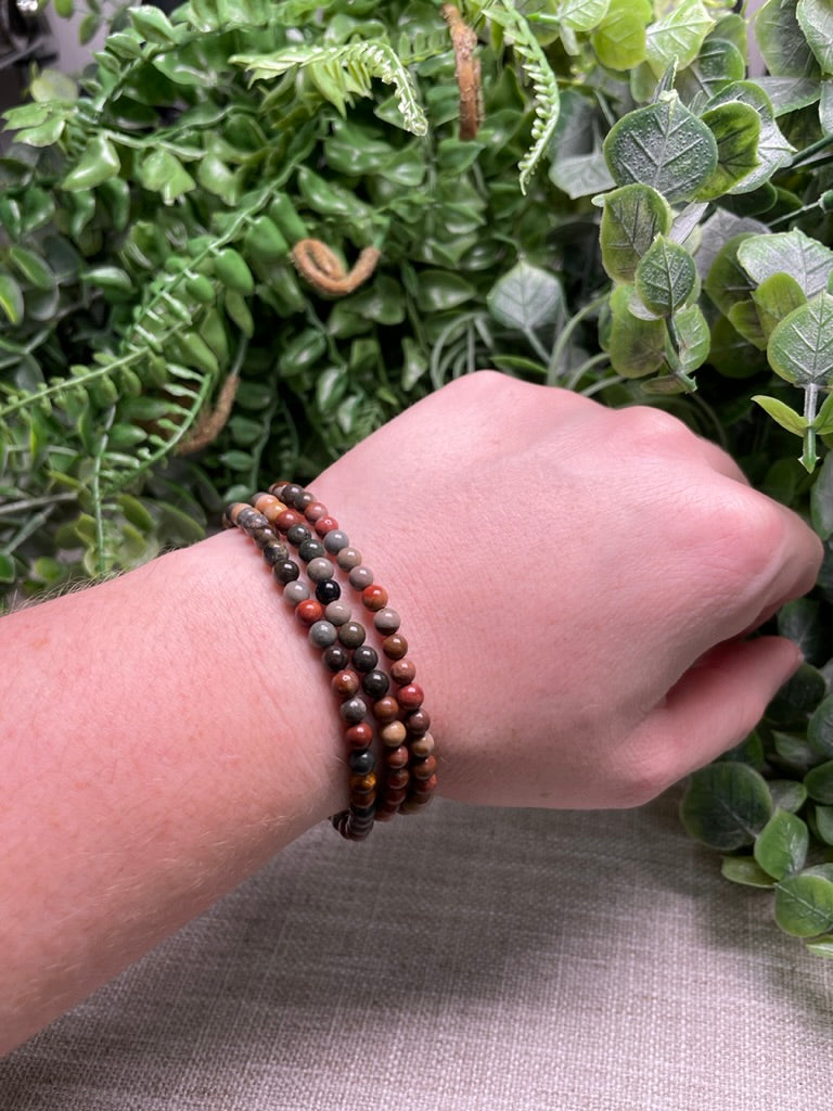 Polychrome Jasper 4mm Beaded Bracelet