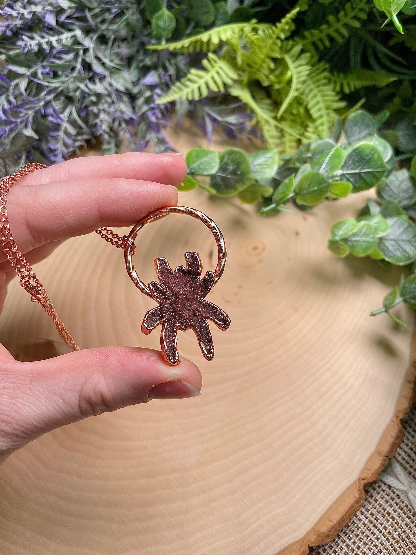 Druzy Amethyst Spider Necklace