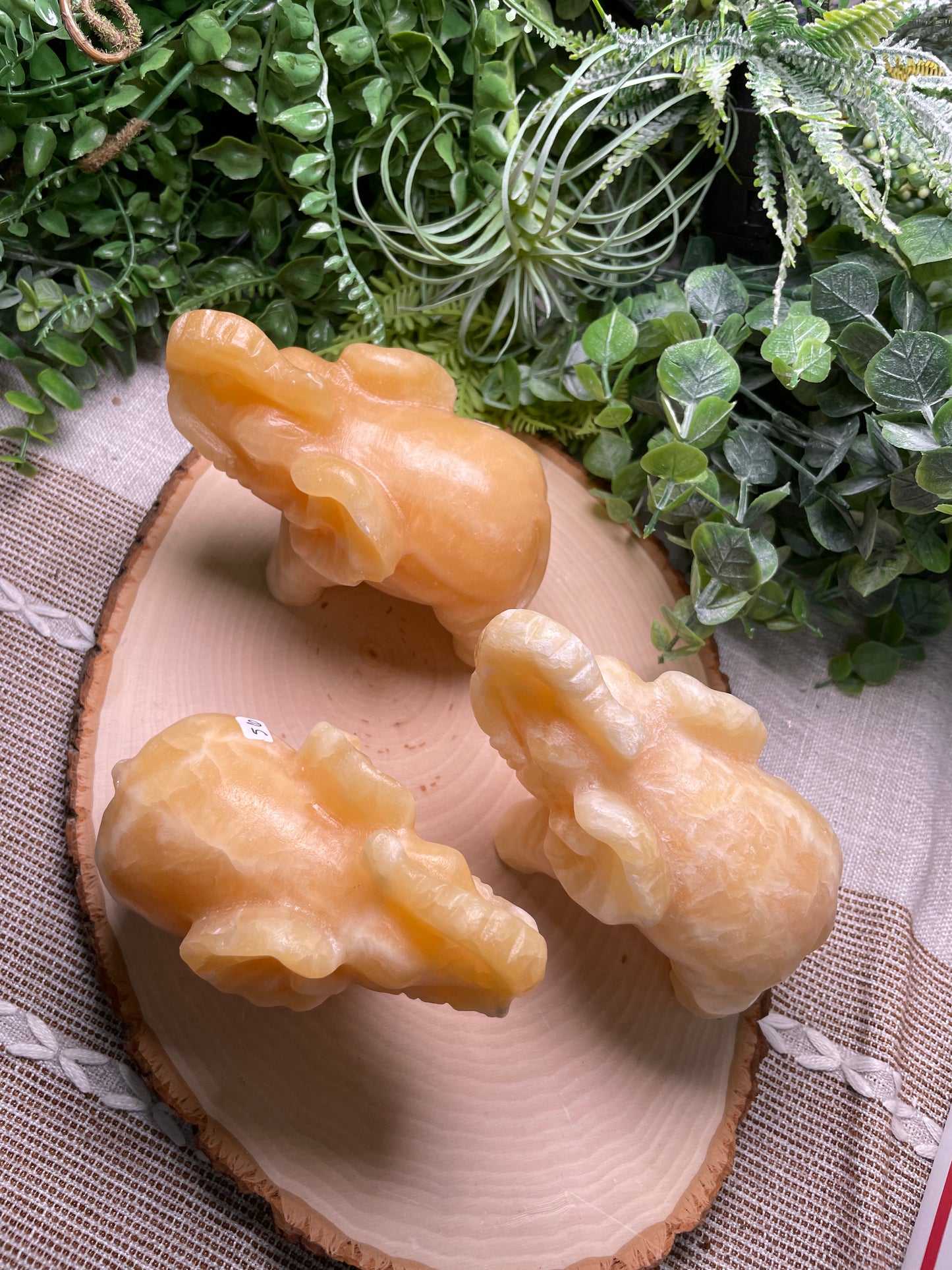 XL Yellow Calcite Elephant