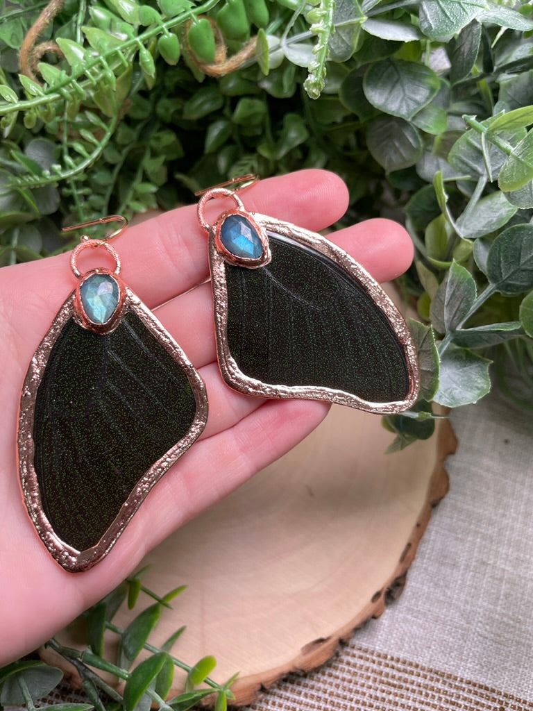 Labradorite Butterfly Wing Earrings