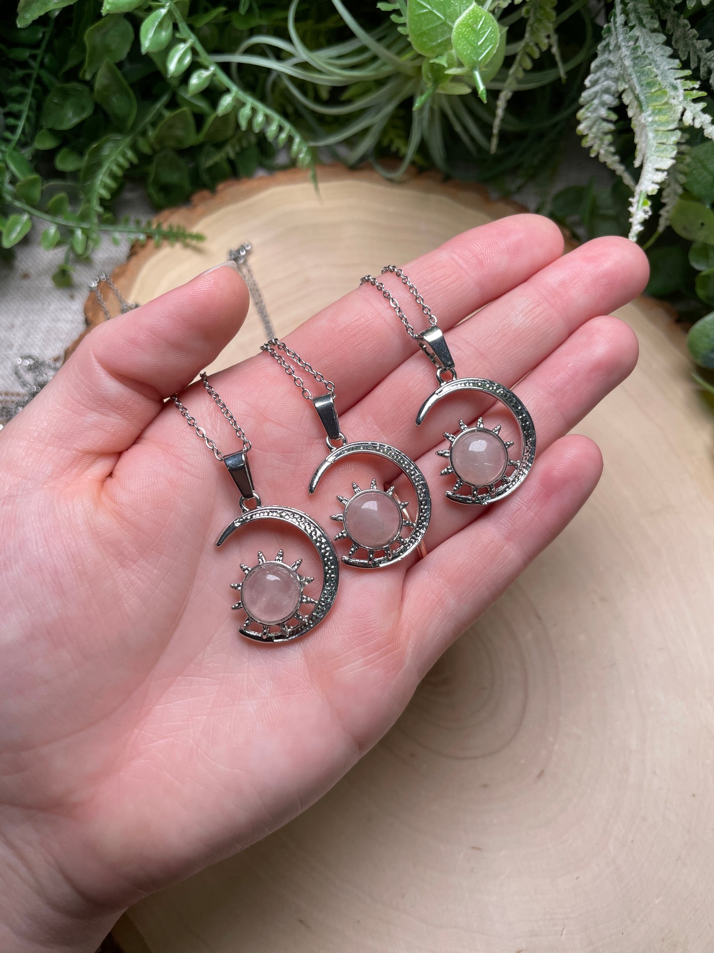 Crystal Moon and Sun Necklace