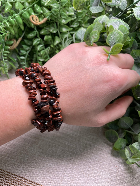 Red Obsidian Chip Bracelet