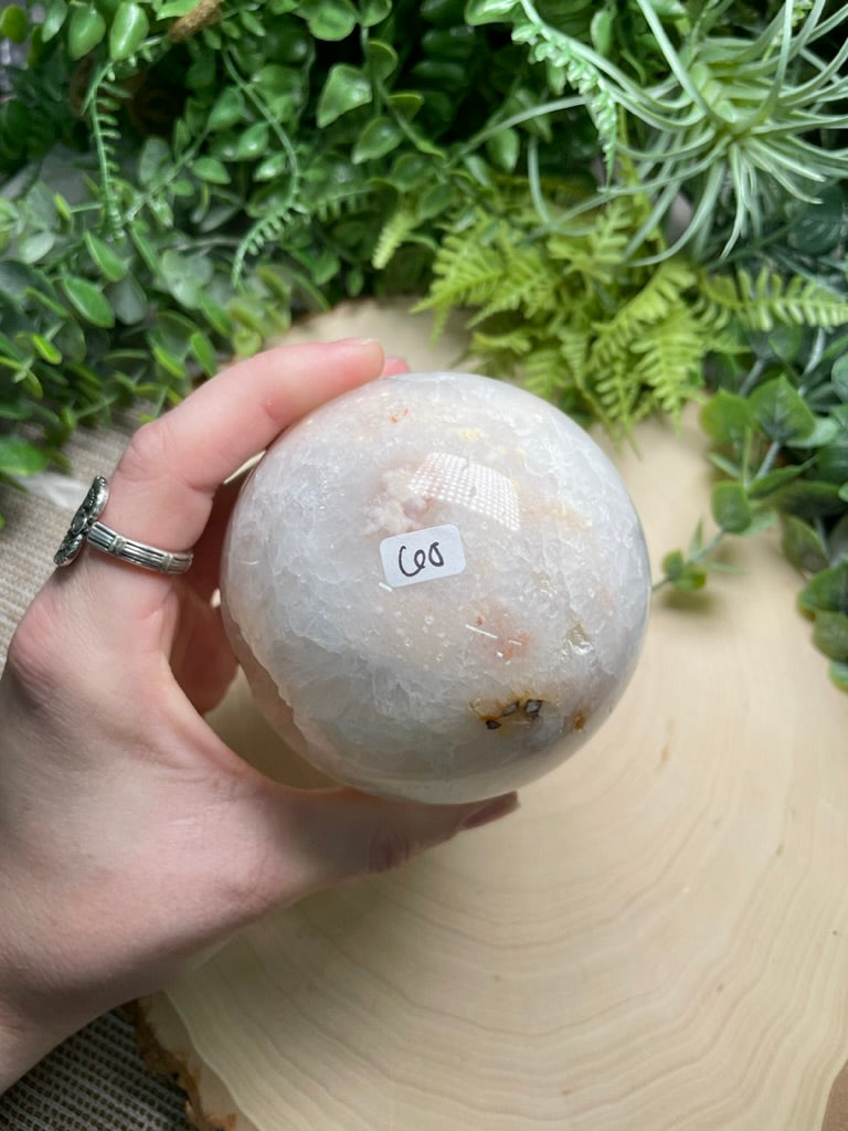 Quartz and Flower Agate Sphere