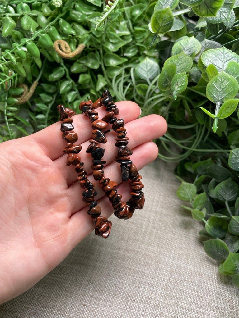 Red Obsidian Chip Bracelet