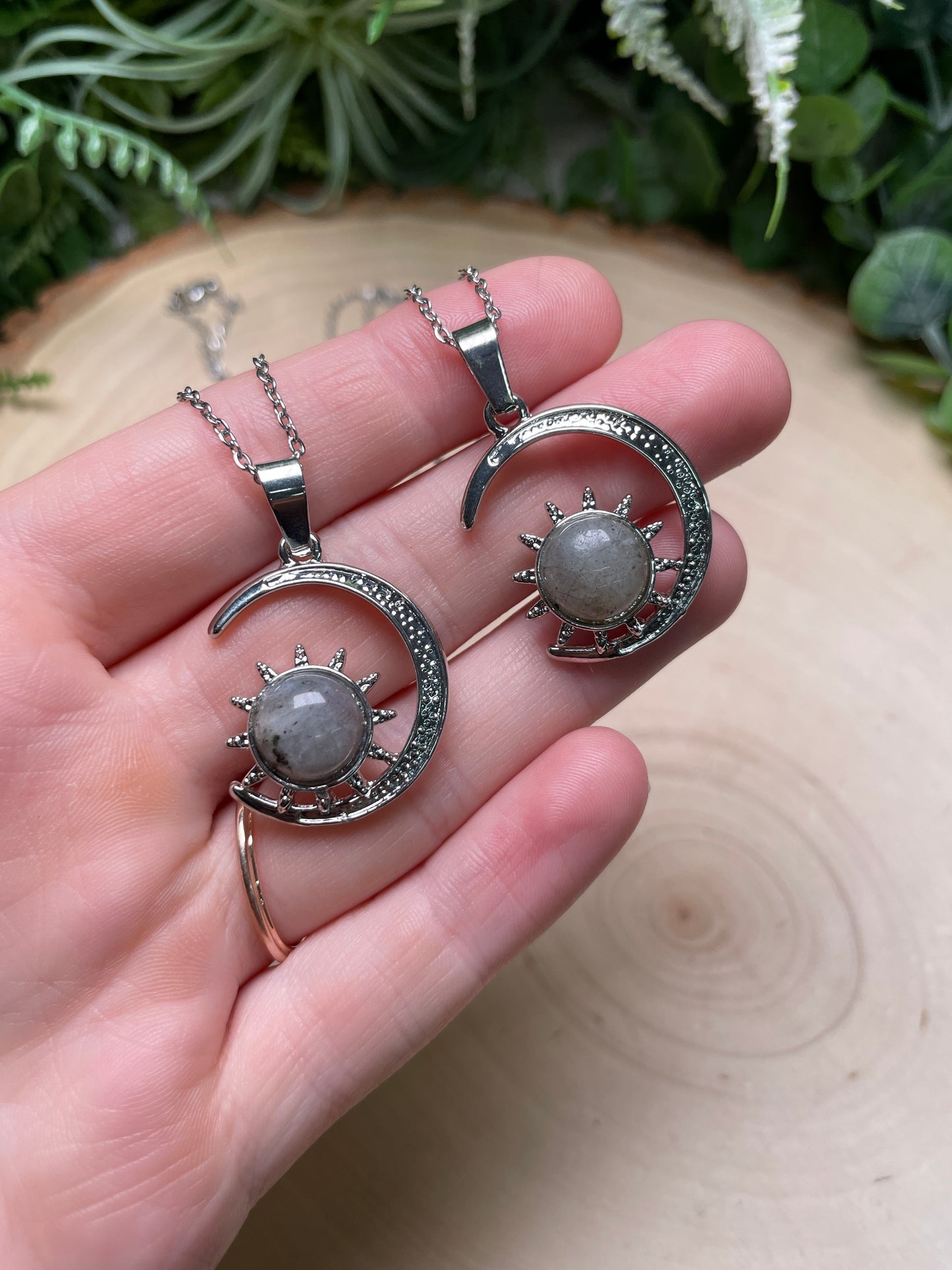 Crystal Moon and Sun Necklace