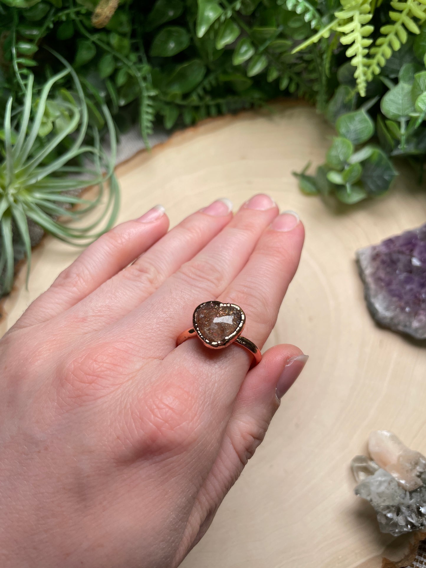 Sunstone Heart Ring Size 10