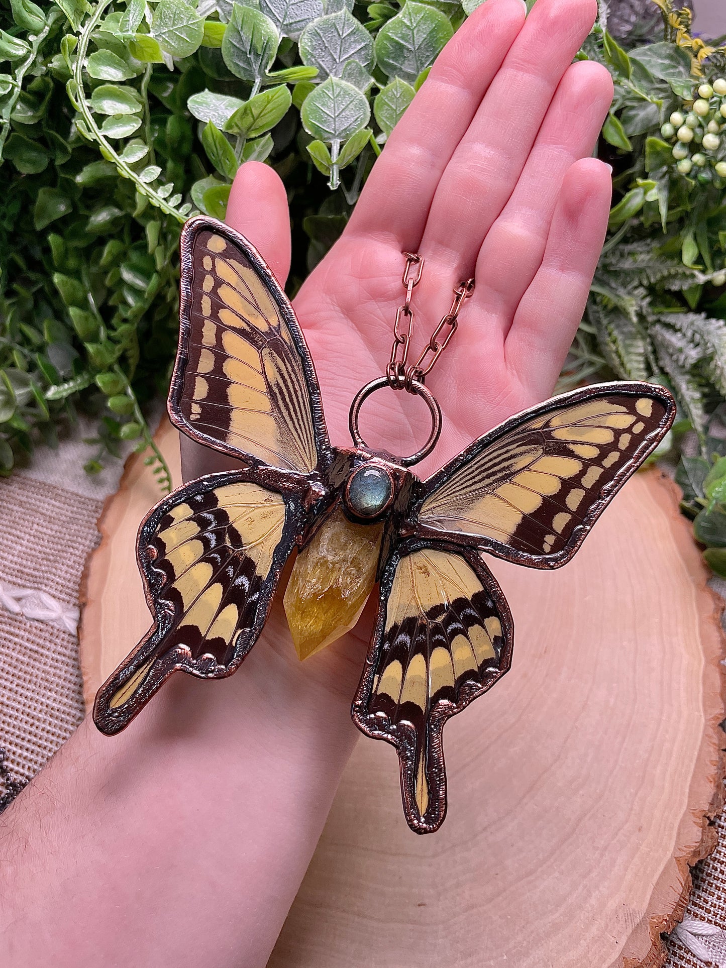 Queen of the Flower Garden- Butterfly Wing Necklace