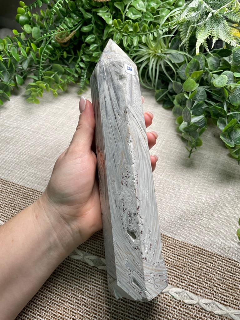 Mexican White Lace Agate Tower