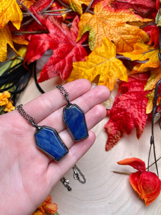 Blue Aventurine Coffin Necklace