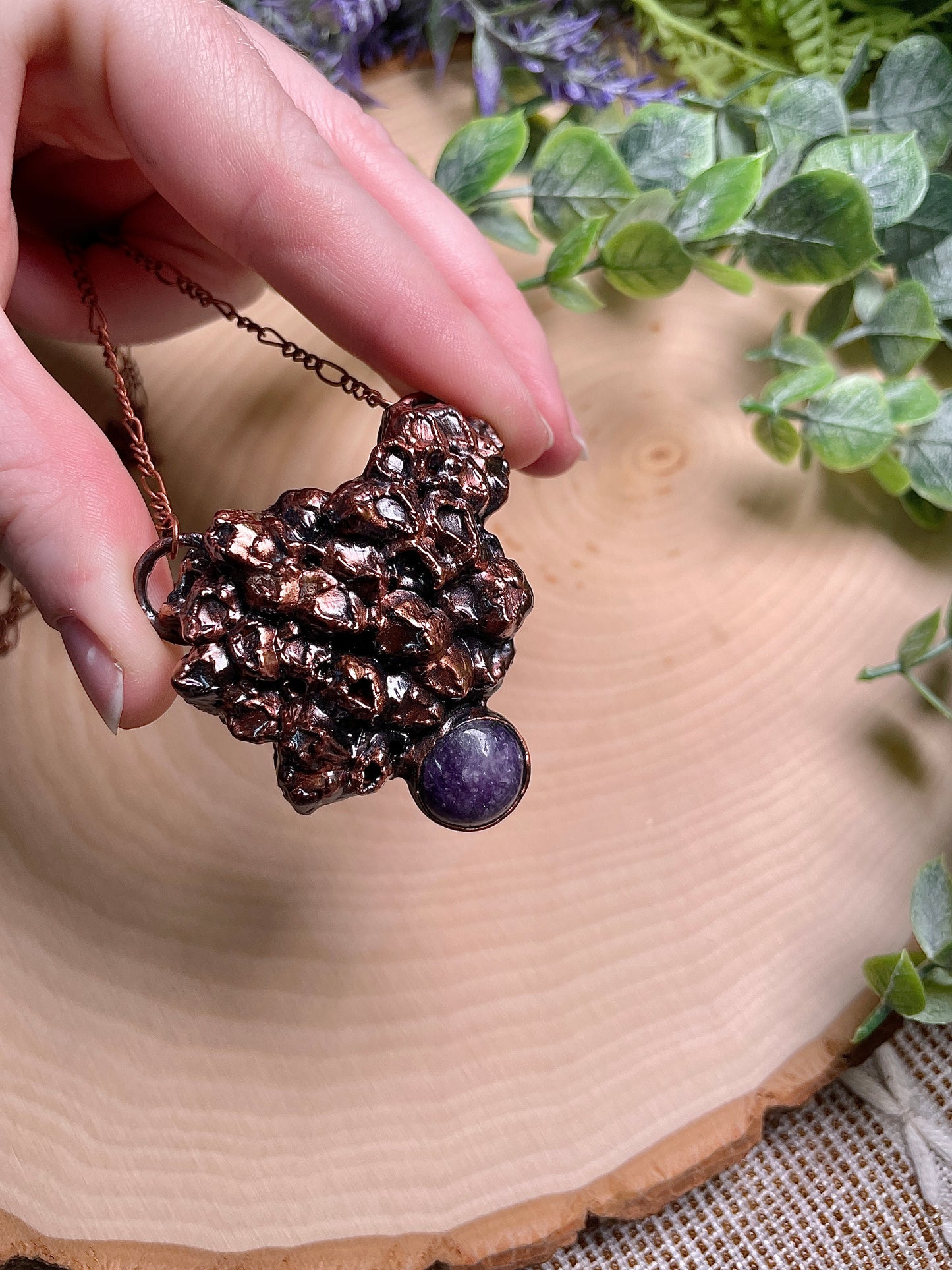 Coral and Lepidolite Necklace