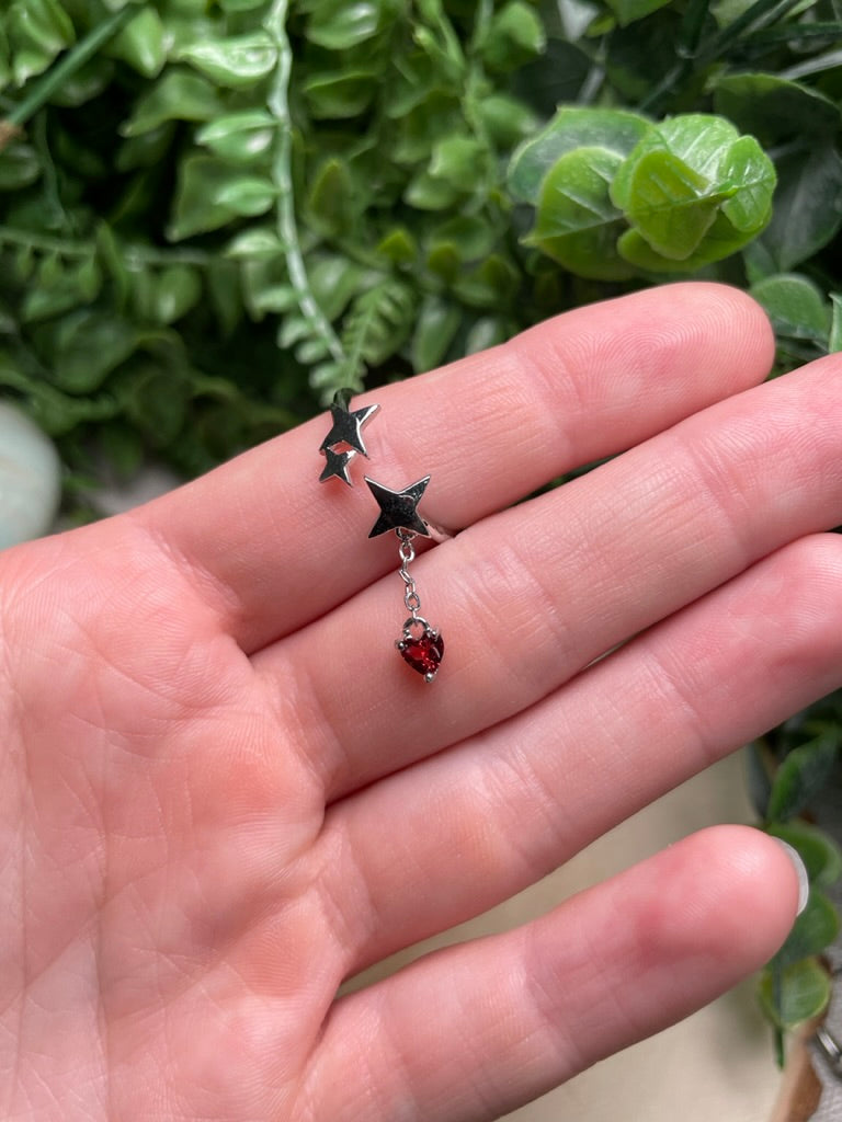 Garnet Dangle Adjustable Ring