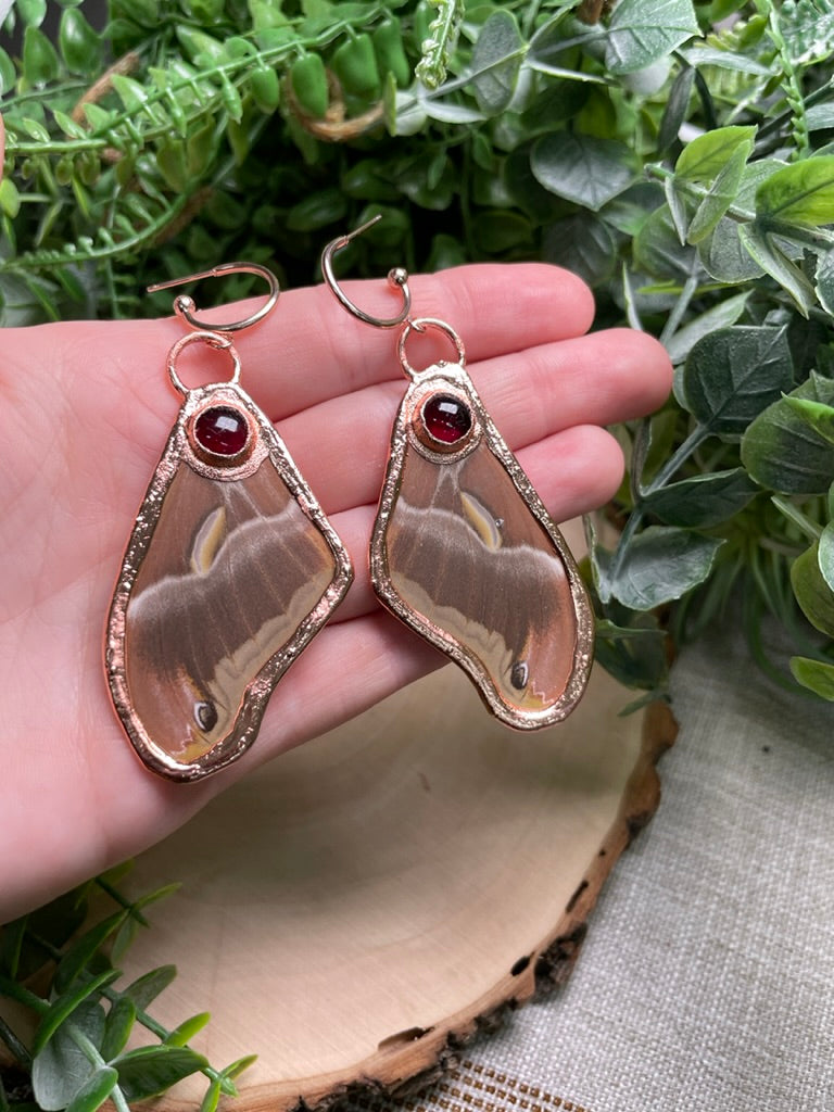 Garnet Butterfly Wing Earrings