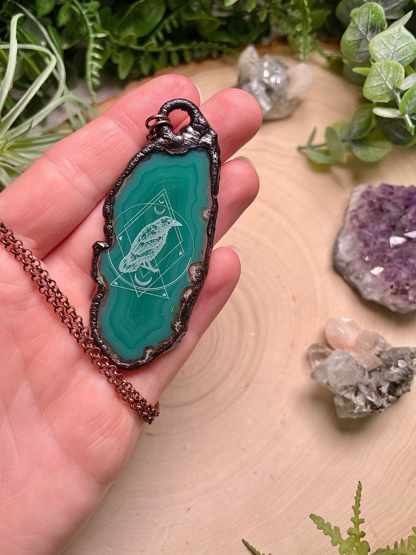 Agate Raven Necklace