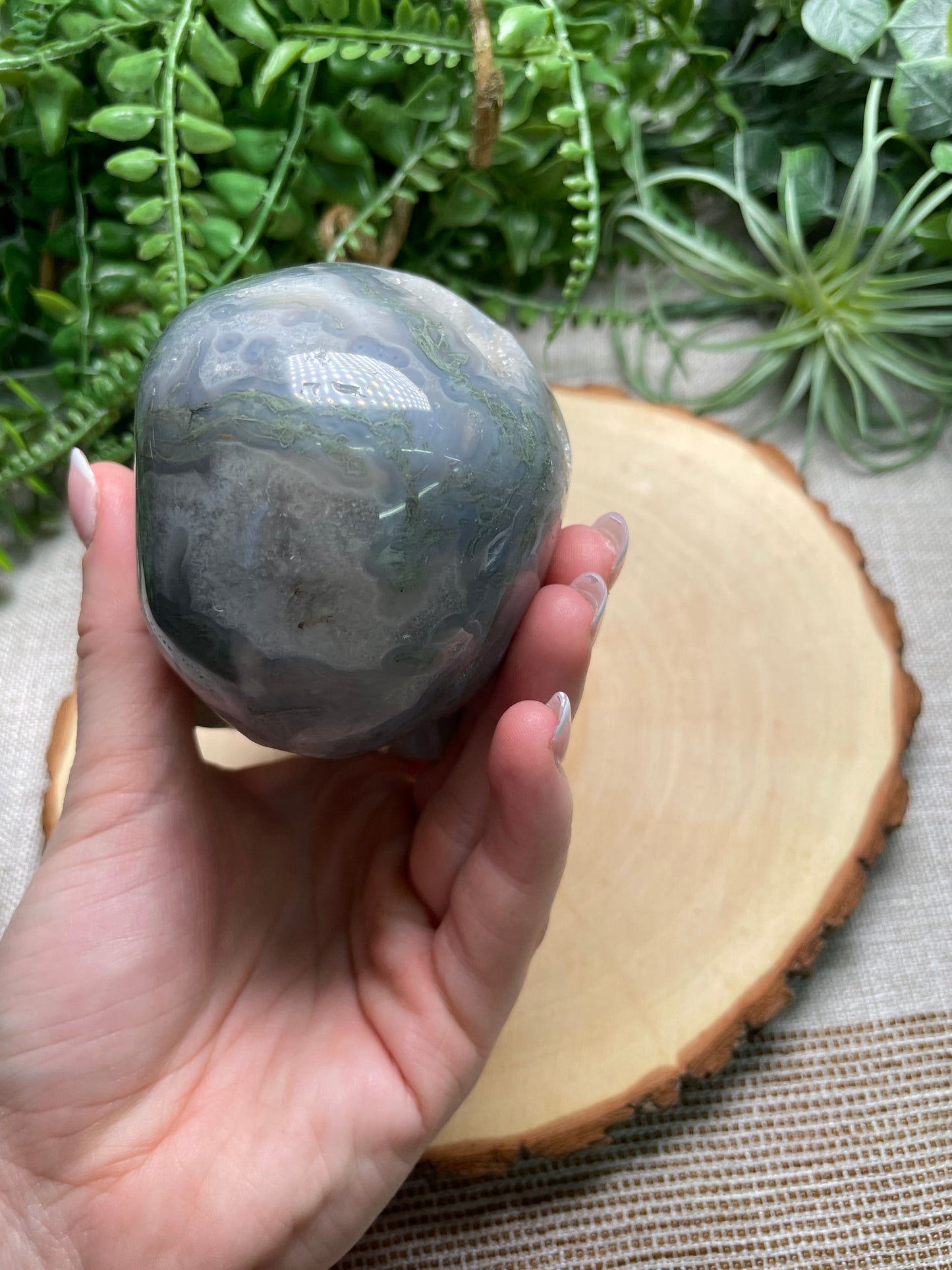 Moss Agate Skull