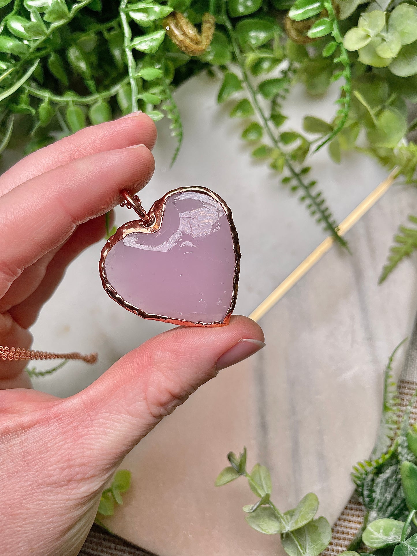 Pink Opalite Heart Necklace
