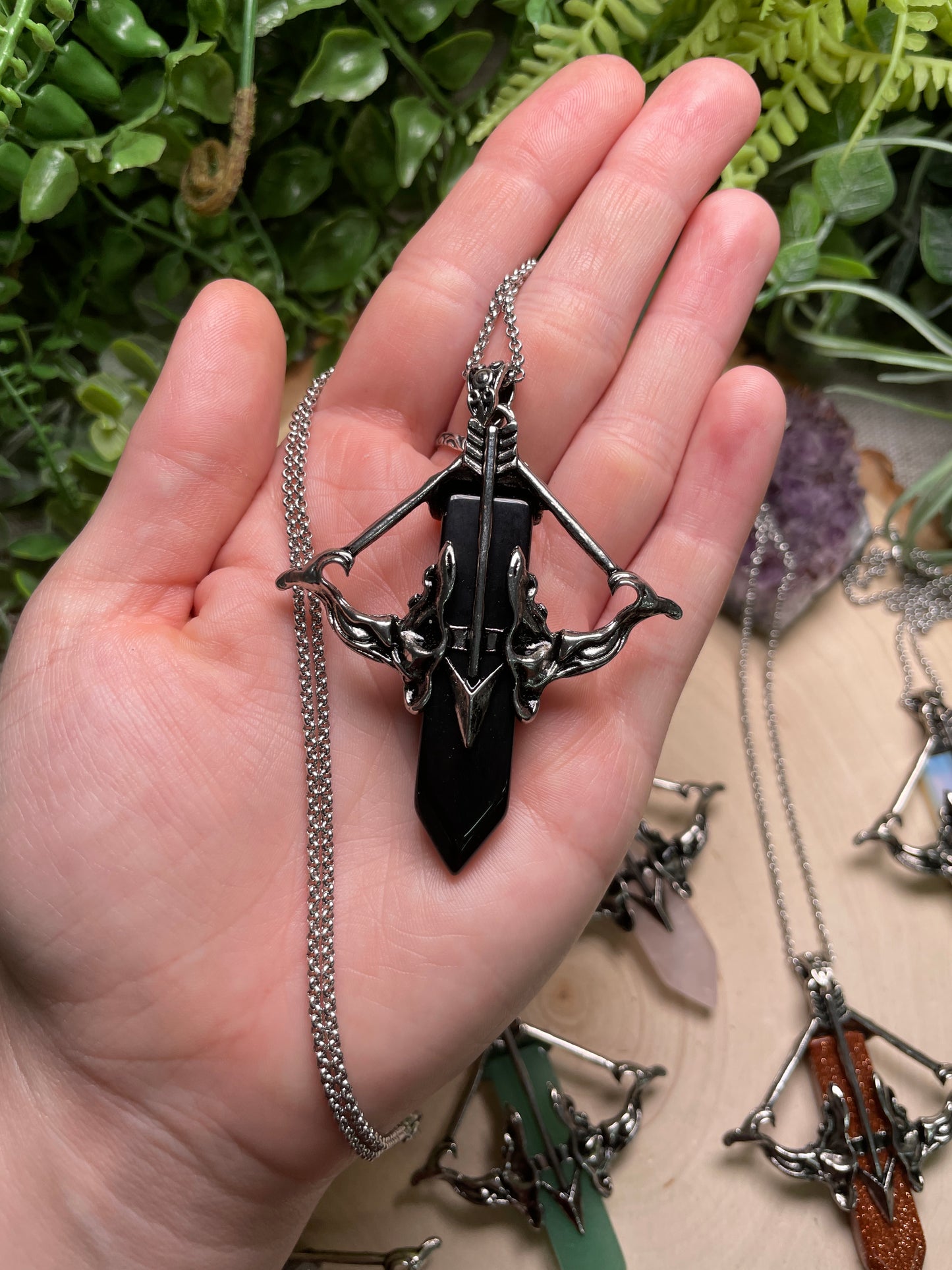 Crystal Crossbow Necklace