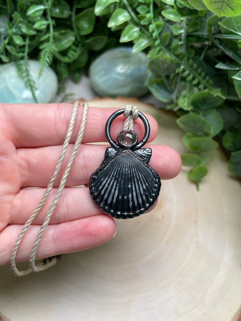 Scallop Shell and Quartz Necklace