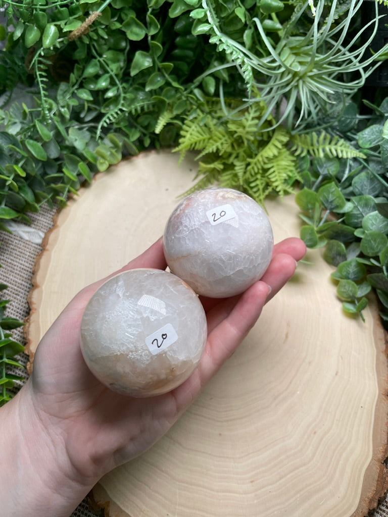 Quartz Mixture Sphere with Agate and/ or Flower Agate Inclusions