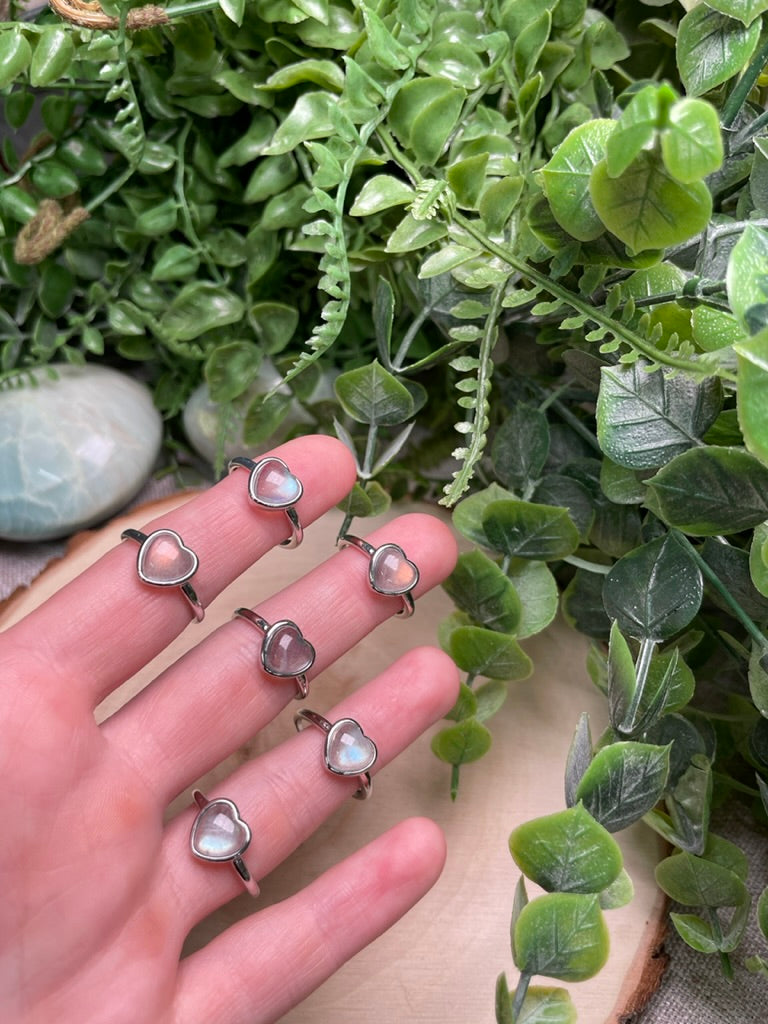 Labradorite Heart Adjustable Ring