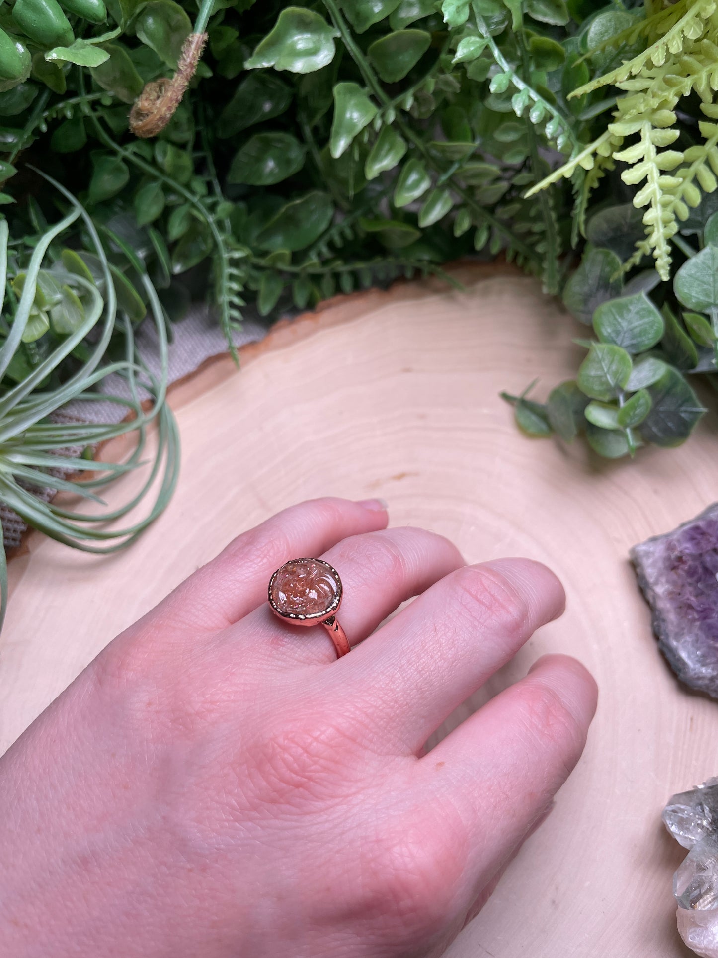 Sunstone Goddess Ring Size 4.75