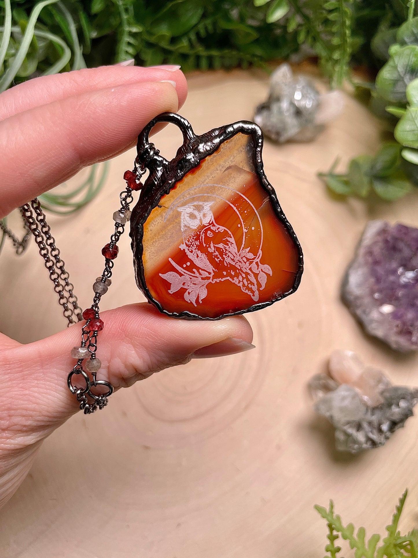 Agate Owl Necklace