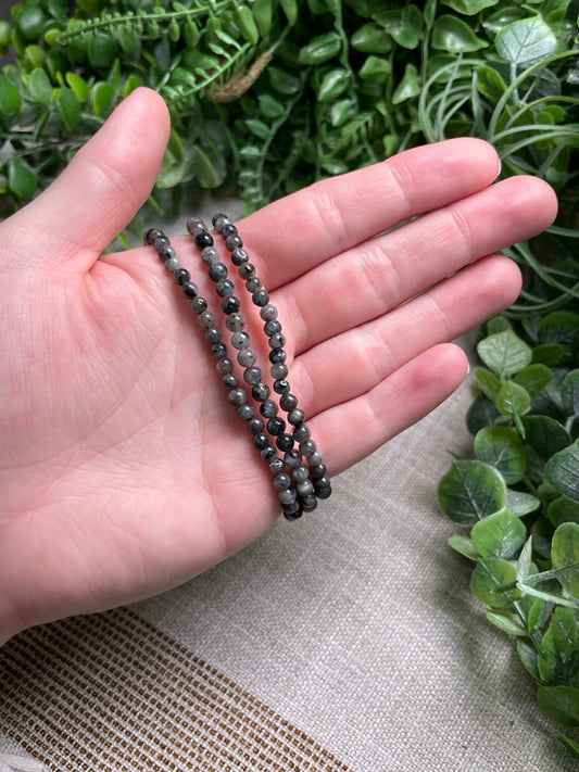 Larvikite 4mm Beaded Bracelet