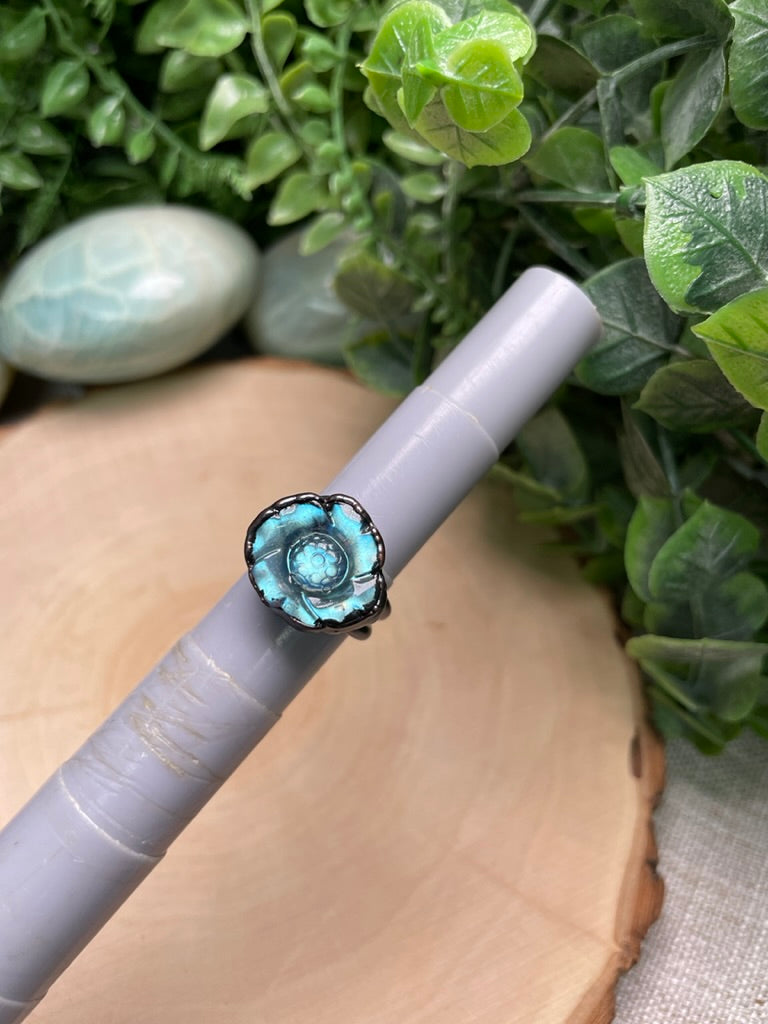 Labradorite Flower Ring Size 5.25