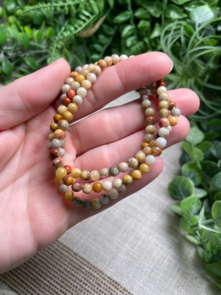 Crazy Lace Agate 4mm Beaded Bracelet