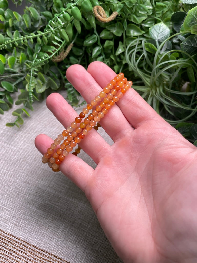 Orange Aventurine 4mm Beaded Bracelet