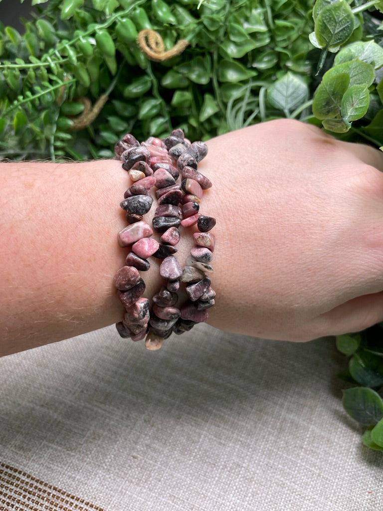 Rhodonite Chip Bracelet