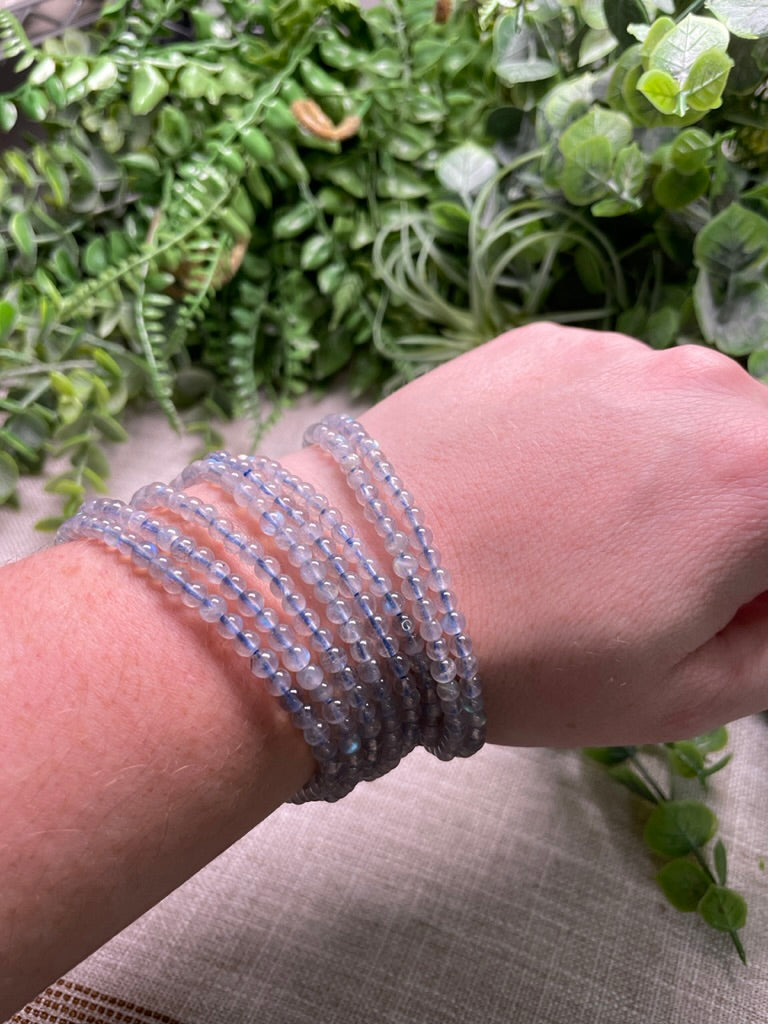 Labradorite 4mm Beaded Bracelet