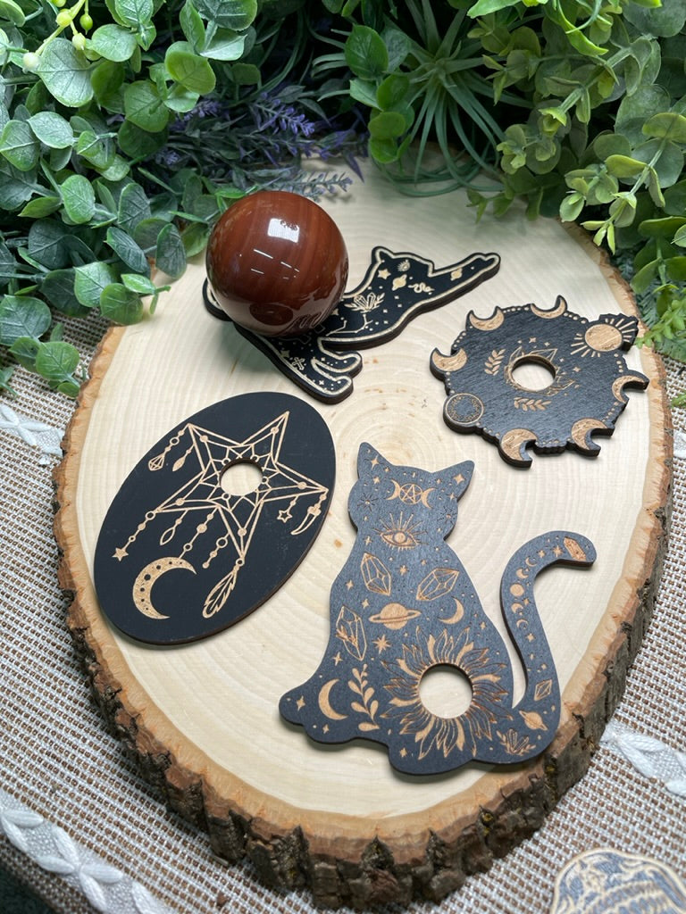 Witchy Wooden Sphere Holder