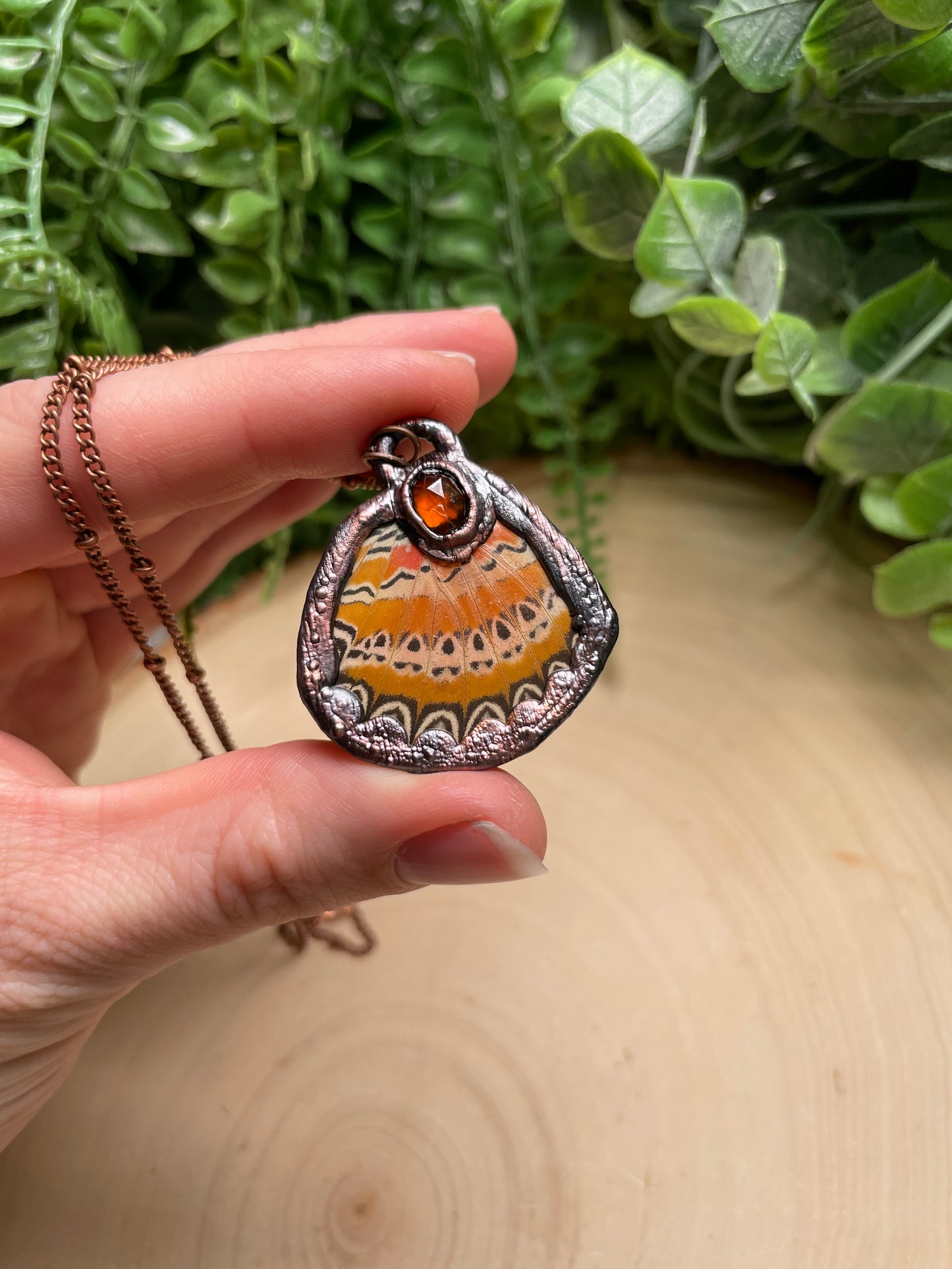 Orange Garnet Butterfly Wing Necklace