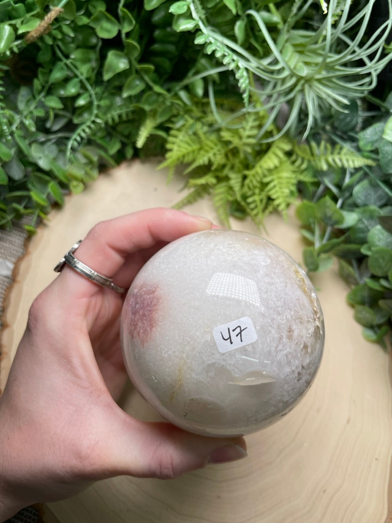 Quartz and Flower Agate Sphere