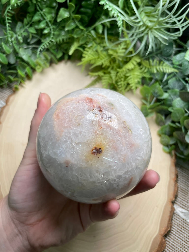 Quartz and Flower Agate Sphere