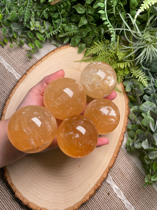 Honey Calcite Sphere