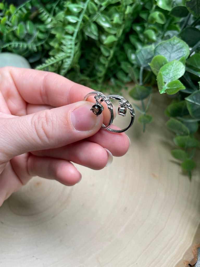 Smoky Quartz Dangle Adjustable Ring