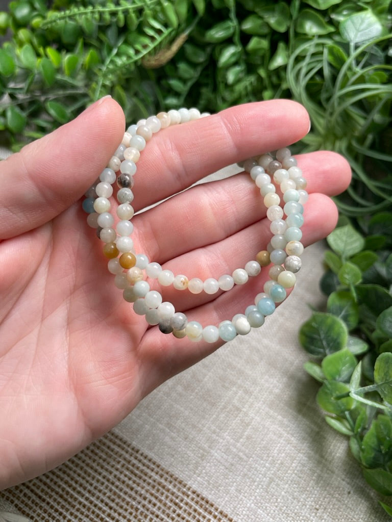 Amazonite 4mm Beaded Bracelet