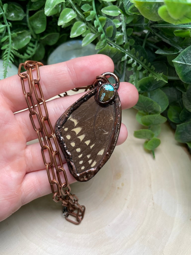 Butterfly Wing and Natural Turquoise Necklace