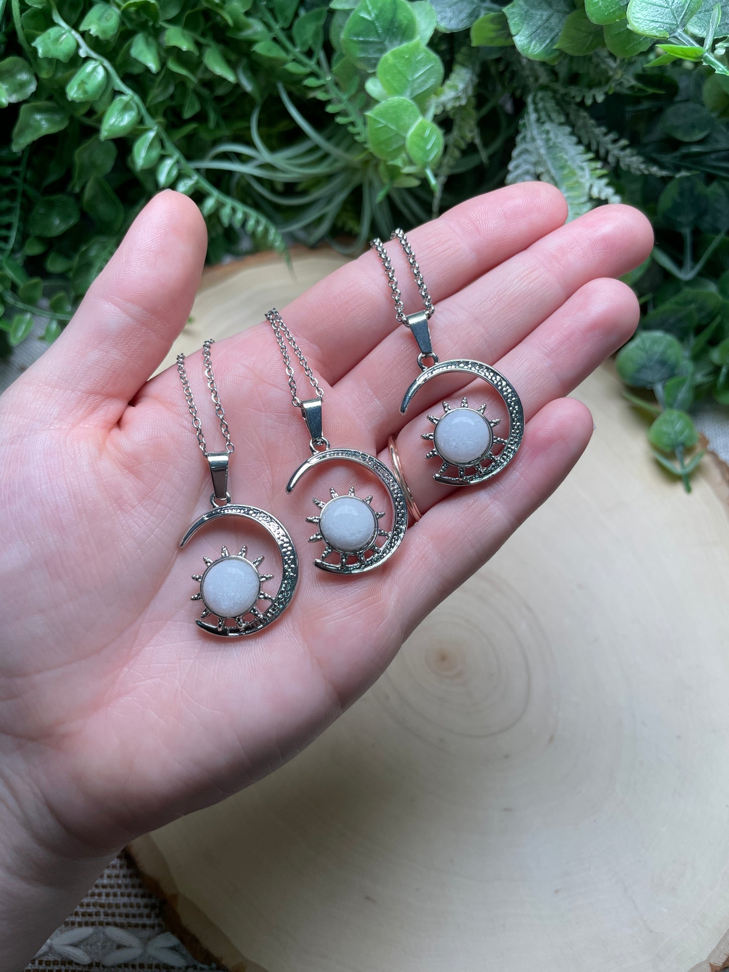 Crystal Moon and Sun Necklace