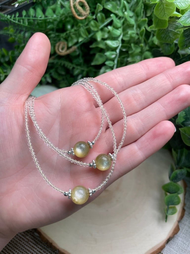 Clear Quartz and Golden Mica Choker Necklace