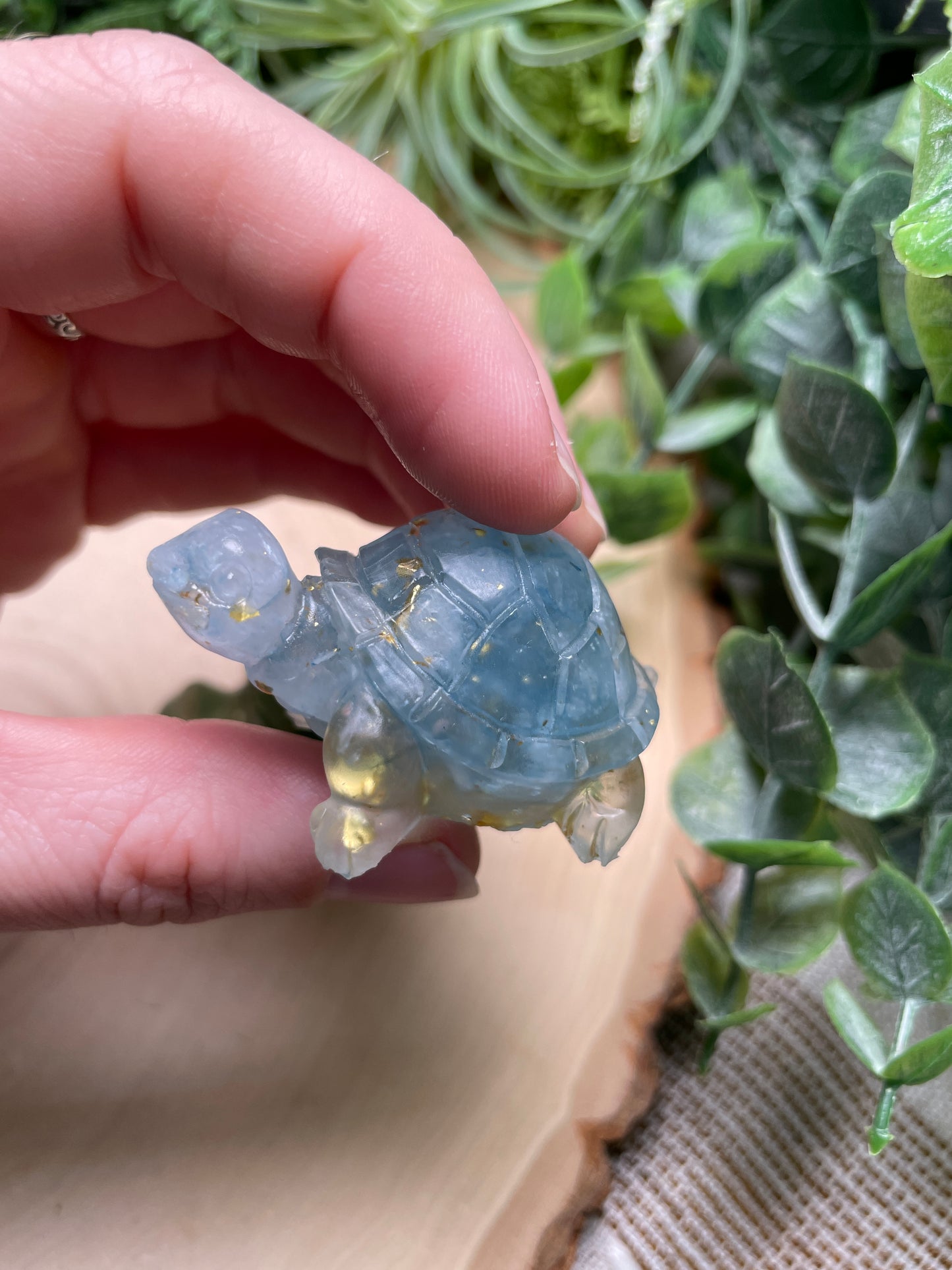 Resin Turtles with Crystal Chips