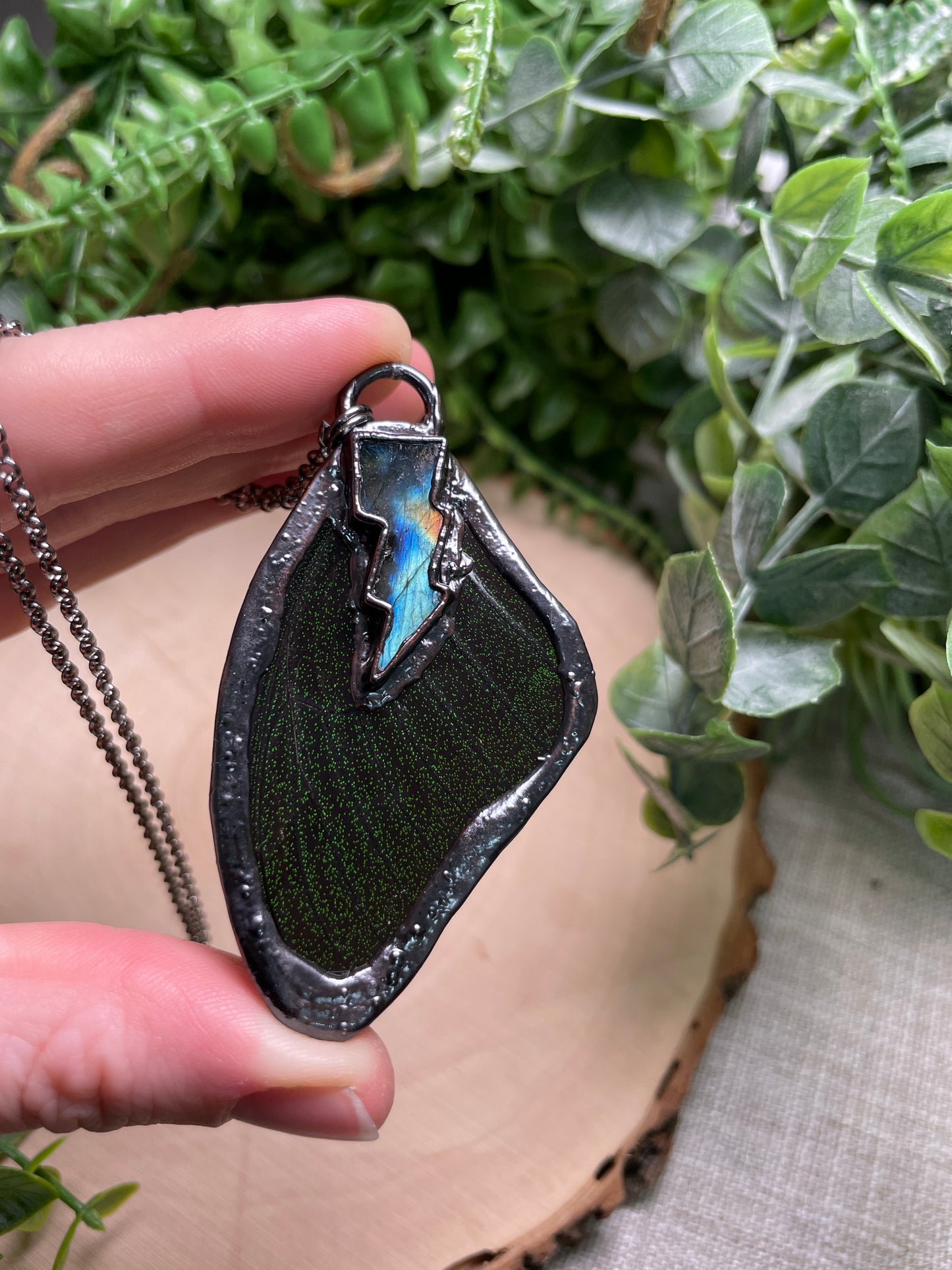 Labradorite Butterfly Wing Necklace