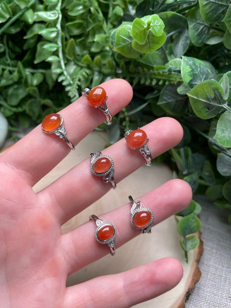 Orange Agate Adjustable Ring