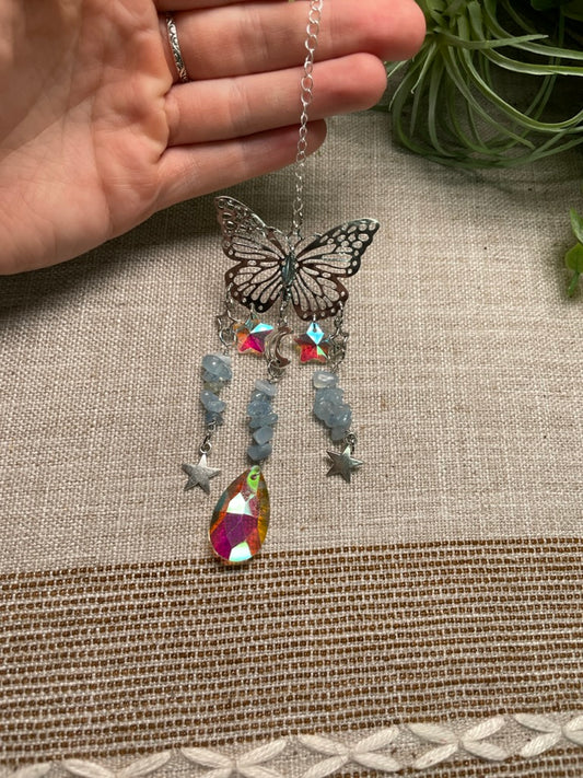 Mini Aquamarine Butterfly Suncatcher