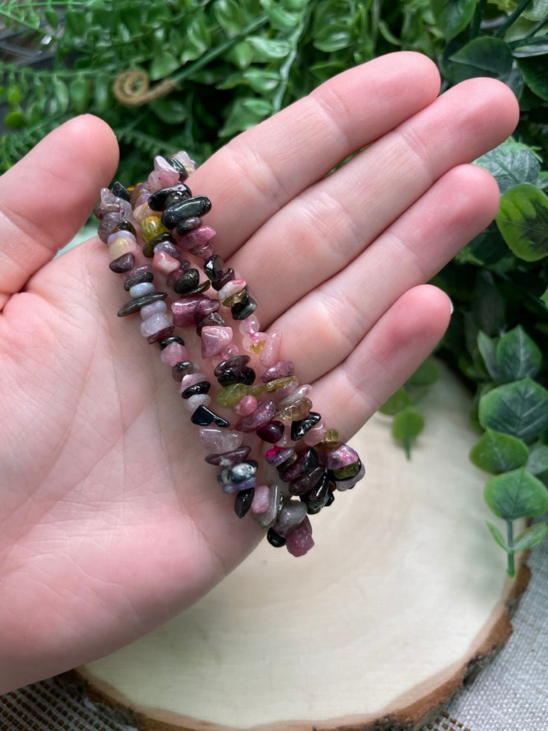 Watermelon Tourmaline Chip Bracelet