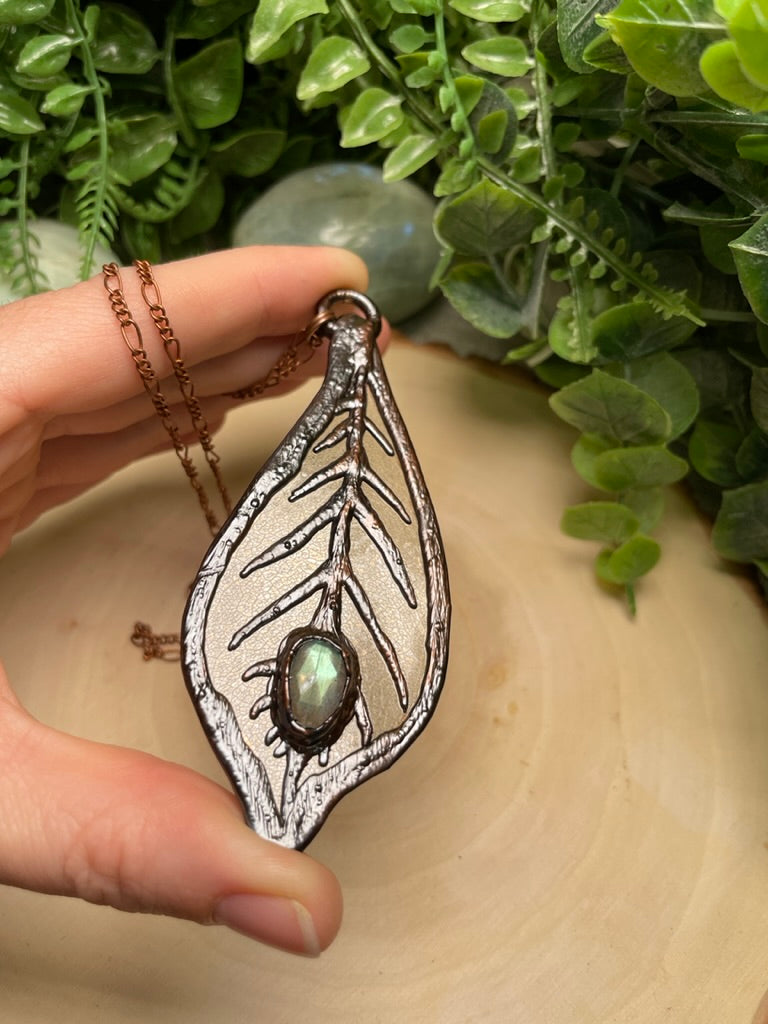 Leaf and Labradorite Necklace